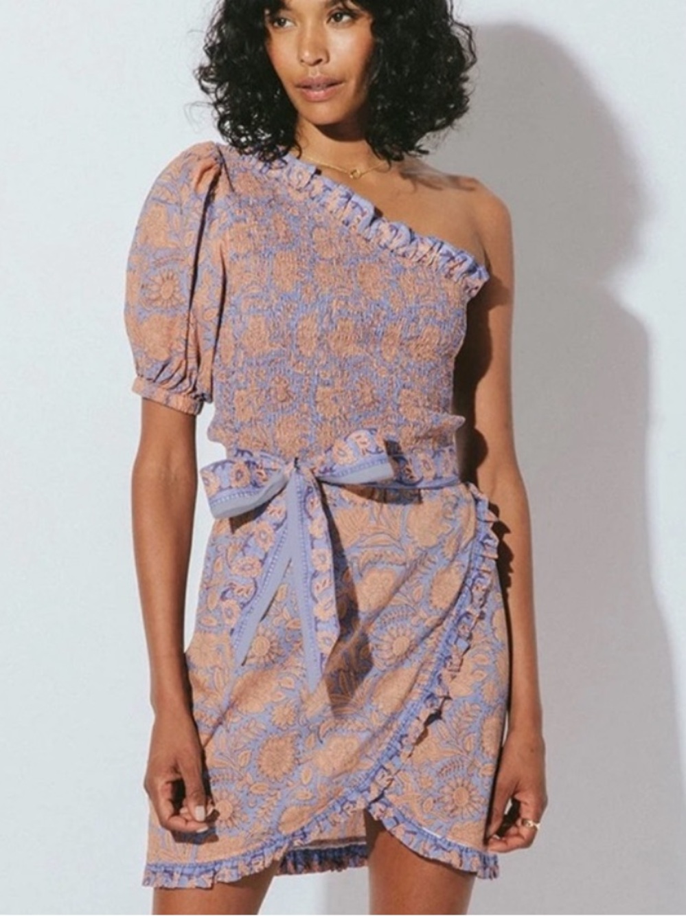 Cleobella Cassidy Dress Mini One Shoulder Smocked Womens Small NO BELT